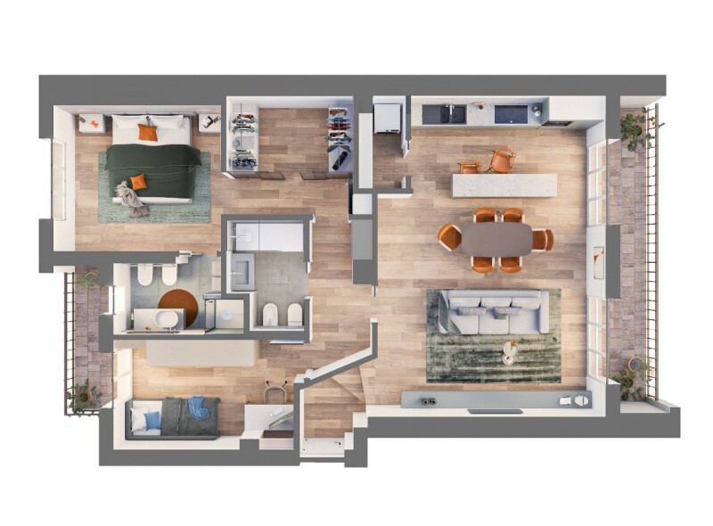 LARGE THREE-ROOM APARTMENT WITH SEA VIEW - TWO BALCONIES - CENTRAL LOCATION WITH RENOVATION PROJECT 4